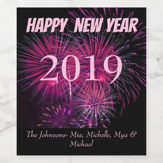 Neujahrsfeier für Feuerwerkskörper Weinetikett (Einzelnes Label)