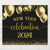Neujahrsfeier in Gold und Schwarz Schaumweinetikett (Einzelnes Label)