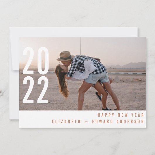 Neujahrsfeier mit minimalem Multi-Foto Terracotta (Rückseite)