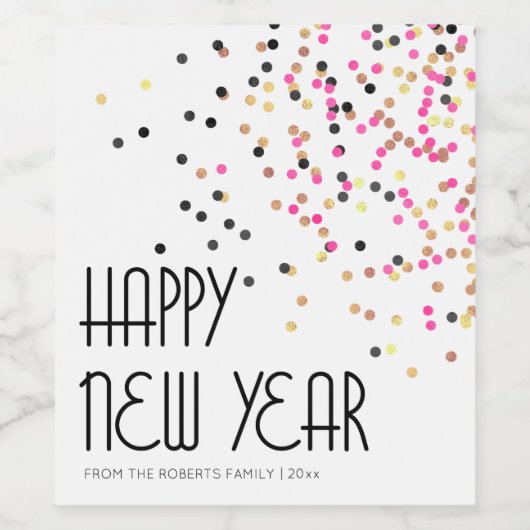 Neujahrsfeier, Moderne Konfetti Weinetikett (Einzelnes Label)