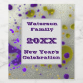 Neujahrsfeier Modernes Silver Family Party Weinetikett (Einzelnes Label)