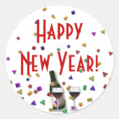 Neujahrsfeier Runder Aufkleber (Vorderseite)