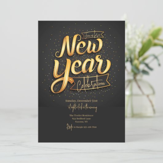 Neujahrsfeiereinladung Einladung (Stehend Vorderseite)