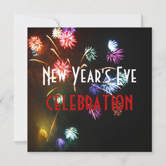 Neujahrsfeiern, Champagnerblasen für Feuerwerkskör Einladung (Vorderseite)