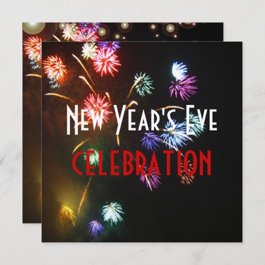 Neujahrsfeiern, Champagnerblasen für Feuerwerkskör Einladung (Vorne/Hinten)