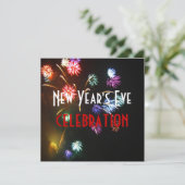 Neujahrsfeiern, Champagnerblasen für Feuerwerkskör Einladung (Stehend Vorderseite)