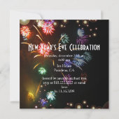 Neujahrsfeiern, Champagnerblasen für Feuerwerkskör Einladung (Rückseite)