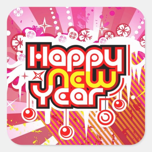 Neujahrsfeiersticker Quadratischer Aufkleber (Vorderseite)