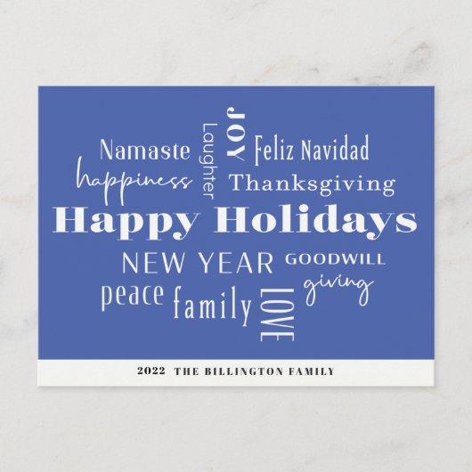 Neujahrsfeiertage Cobalt Postkarte (Vorderseite)