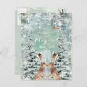 Neujahrsferien Winterrobinhaine Postkarte (Vorne/Hinten)