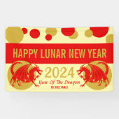 Neujahrsfest 2024 Niedliches Party des Roten Drach Banner (Horizontal)