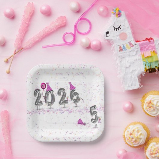 Neujahrsfest 2025 Party Spaß Pappteller (Party)