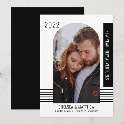 Neujahrsfest im Foto BW Verlobung Announ Ankündigung (Vorne/Hinten)