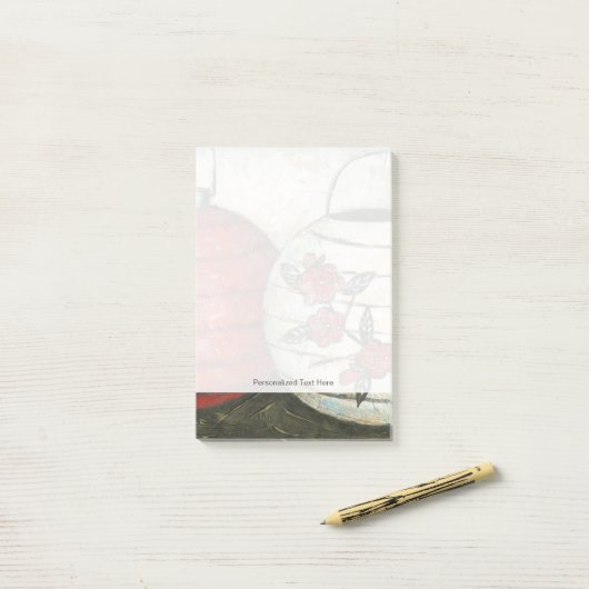 Neujahrsfest-Laternen mit Blumendruck Post-it Klebezettel (Auf Schreibtisch)