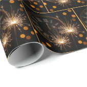 Neujahrsfeuerwerk an einer Mitternachtsuhr Geschenkpapier (Rolleneckpunkt)