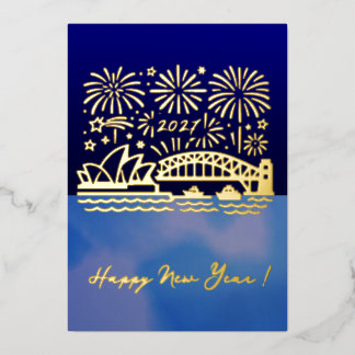 Neujahrsfeuerwerk Sydney 2027 Australien Gold Folien Feiertagskarte