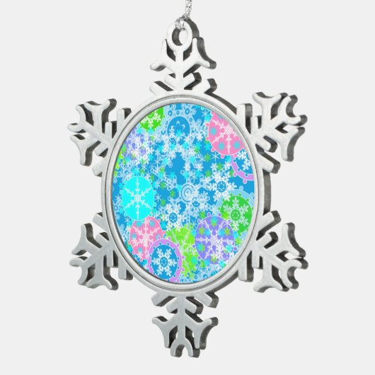 Neujahrsgestaltung Schneeflocken Zinn-Ornament (Rechts)