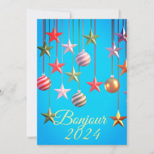Neujahrsgruß Bonjour 2024  Feiertagskarte