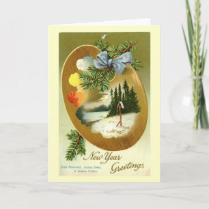 Neujahrsgrüße 1912 Vintage Feiertagskarte
