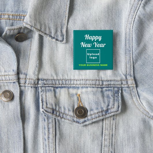 Neujahrsgrüße am Aquamarinen grünen Platz Button (Beispiel)