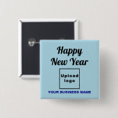 Neujahrsgrüße am hellblauen Platz Button (Vorne & Hinten)
