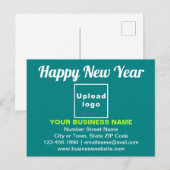 Neujahrsgrüße auf Aquamariner grüner Postkarte (Vorne/Hinten)