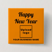 Neujahrsgrüße auf dem orangefarbenen Platz Button (Vorderseite)