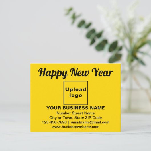 Neujahrsgrüße auf der gelben Postkarte (Stehend Vorderseite)