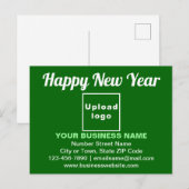 Neujahrsgrüße auf der grünen Postkarte (Vorne/Hinten)