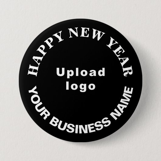 Neujahrsgrüße auf der schwarzen Schaltfläche Button (Vorderseite)