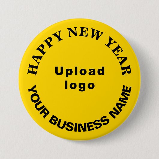 Neujahrsgrüße auf gelbem runden Knopf Button (Vorderseite)