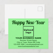 Neujahrsgrüße auf hellgrüner Postkarte (Vorne/Hinten)