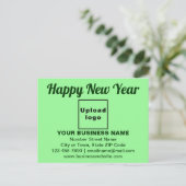 Neujahrsgrüße auf hellgrüner Postkarte (Stehend Vorderseite)