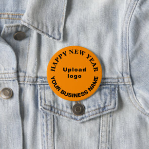 Neujahrsgrüße auf Orange Color Round Button