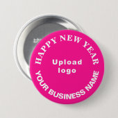 Neujahrsgrüße auf rosa Knopf Button (Vorne & Hinten)