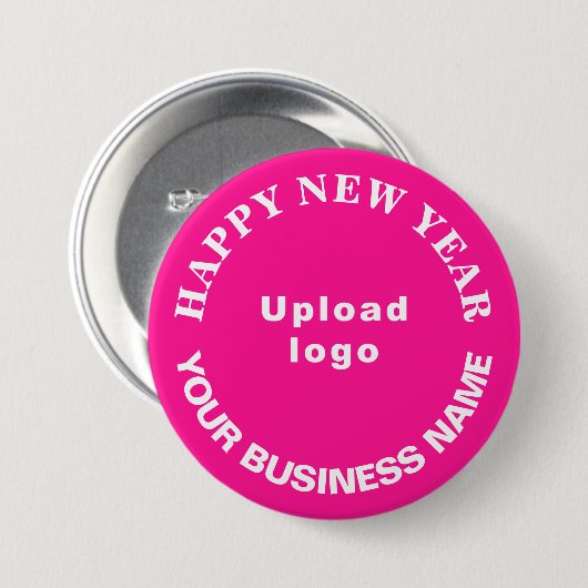 Neujahrsgrüße auf rosa Knopf Button (Vorne & Hinten)