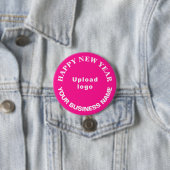 Neujahrsgrüße auf rosa Knopf Button (Beispiel)