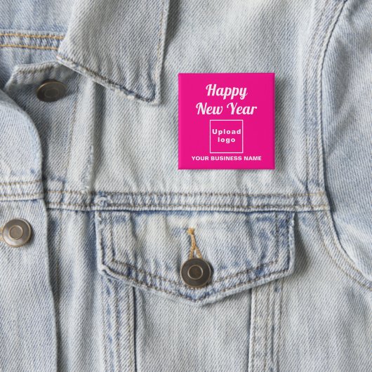 Neujahrsgrüße auf rosa Platzwelle Button (Beispiel)