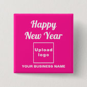 Neujahrsgrüße auf rosa Platzwelle Button (Vorderseite)
