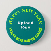 Neujahrsgrüße der Aquamarinen Grünen Runde Button (Vorderseite)