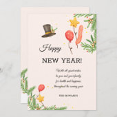 Neujahrsgrüße Feiertagskarte (Vorne/Hinten)