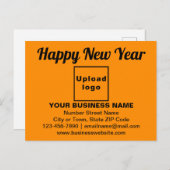 Neujahrsgrüße in Orange Color Postkarte (Vorne/Hinten)
