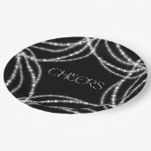 Neujahrsjubeln funkelnde Lichter Stilvoller Chic Pappteller (Schrägansicht)