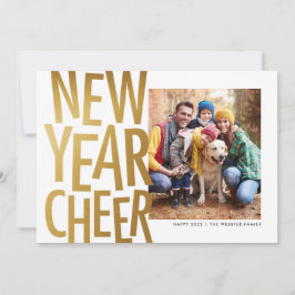 Neujahrsjubeln Imitate goldener Spaß ein Foto Urla Feiertagskarte