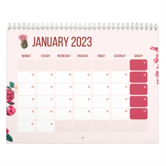 Neujahrskalender 2023, Blume, Jan. Kalender (Titelbild)