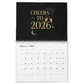 Neujahrskalender 2026 - Elegantes Gold und Schwarz Kalender (Feb 2026)