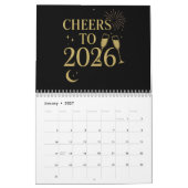 Neujahrskalender 2026 - Elegantes Gold und Schwarz Kalender (Jan 2027)