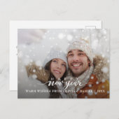 Neujahrskalligrafie für moderne Fotos Postkarte (Vorne/Hinten)