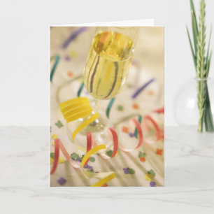 Neujahrskarte Champagner und Confetti Feiertagskarte