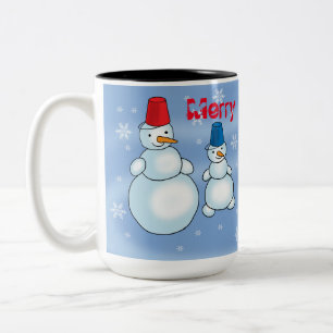 Neujahrskarte: Frohe Weihnachten und ein glücklich Zweifarbige Tasse